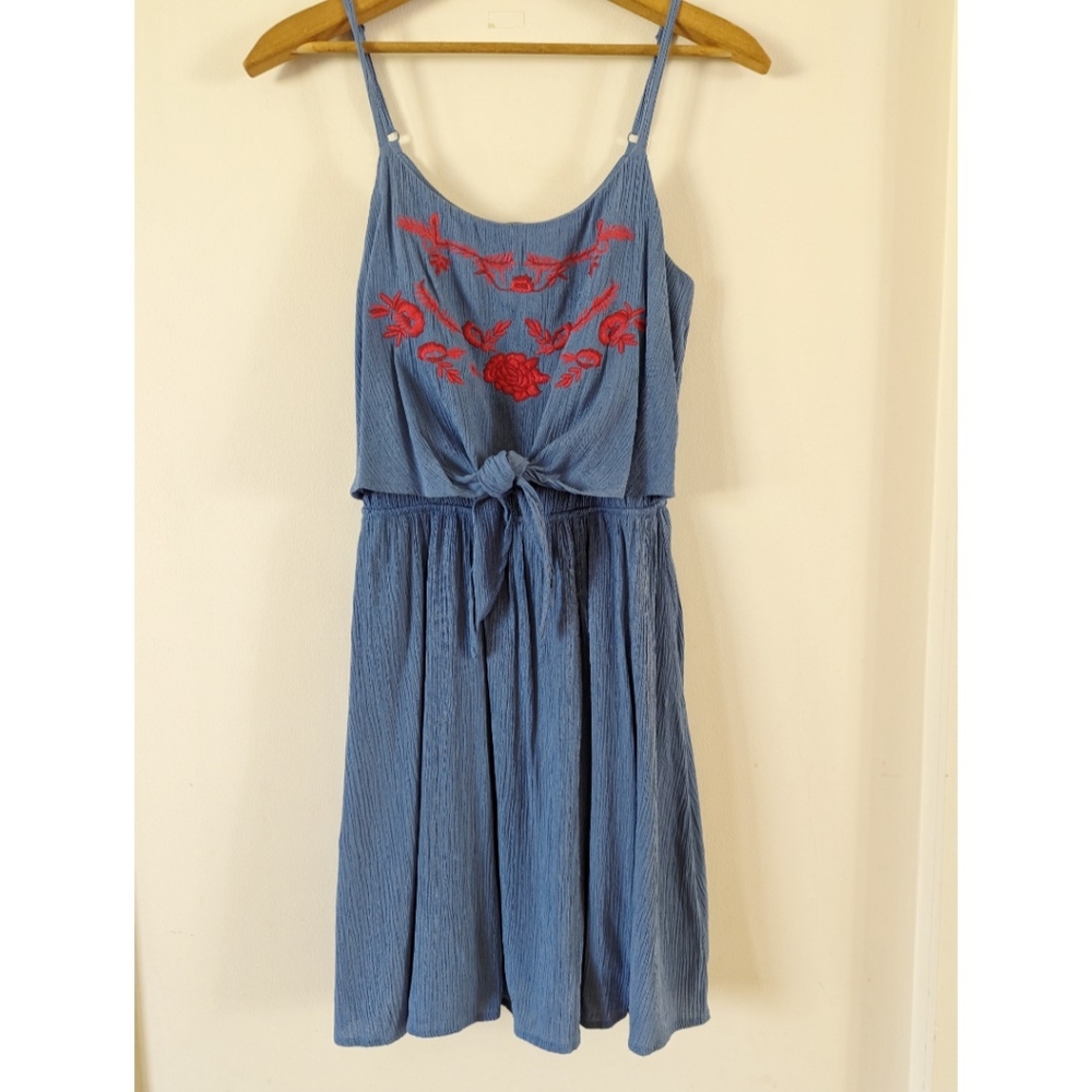 As U Wish Embroidered Tie Front Dress - Size S
